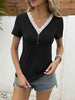  Trim V-Neck Short Sleeve Blouse Bazaarbey