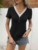  Trim V-Neck Short Sleeve Blouse Bazaarbey