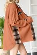 Plaid Button Down Collared Jacket Trendsi