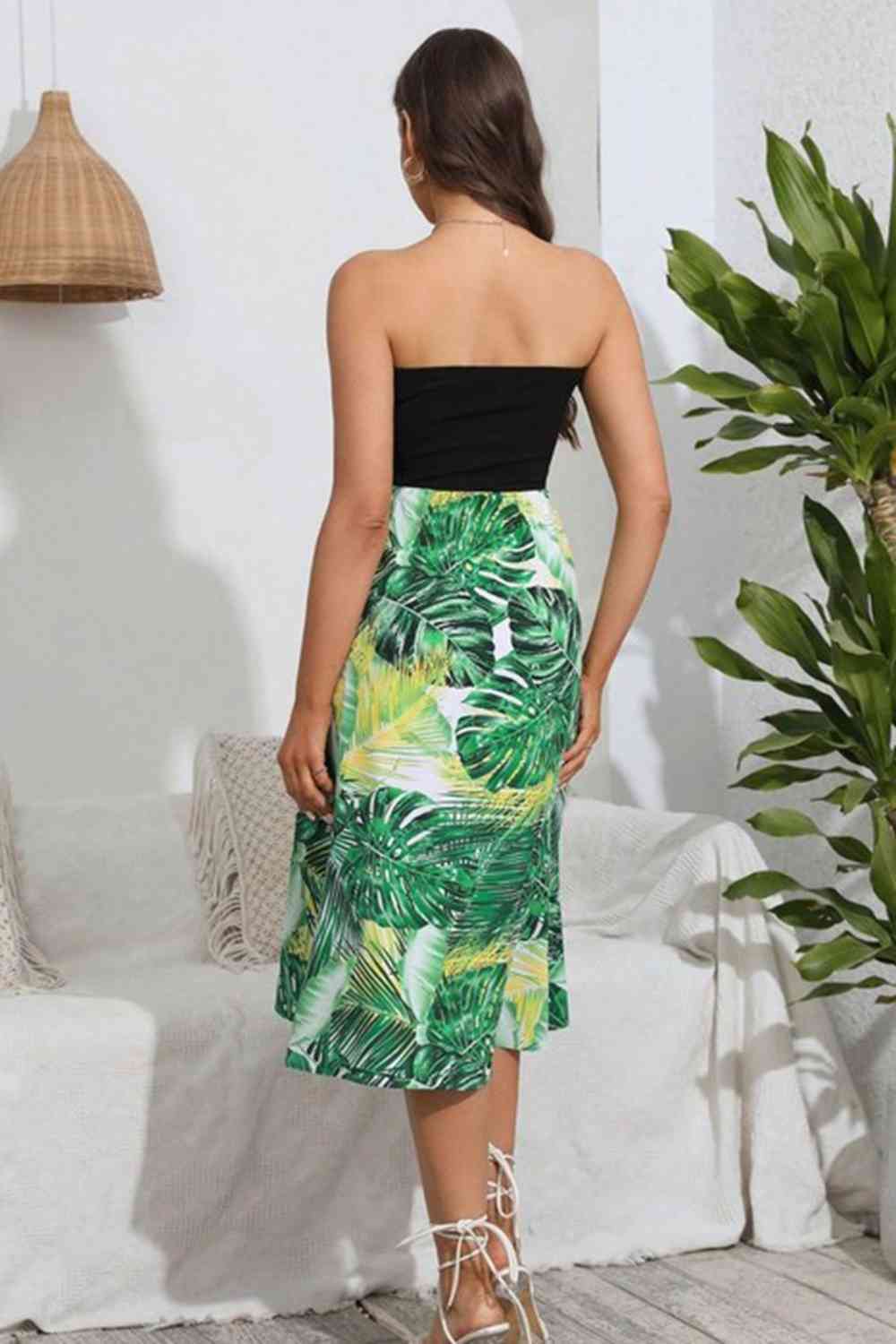 Printed Strapless Dress -BazaarBey - www.shopbazaarbey.com