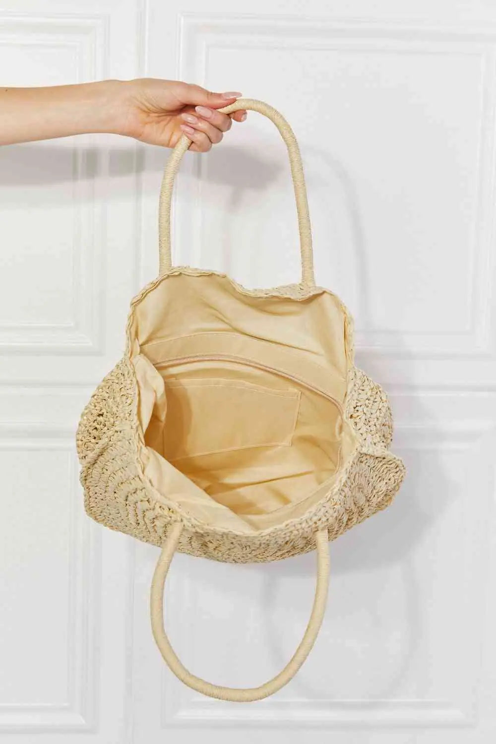  Beach Date Straw Rattan Handbag in Ivory Trendsi
