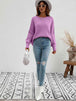 Exposed Seam Dropped Shoulder Slit Sweater Trendsi