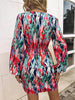 Printed  Balloon Sleeve Mini Dress -BazaarBey - www.shopbazaarbey.com