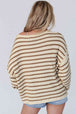 Boat Neck Long Sleeve Striped Sweater Bazaarbey