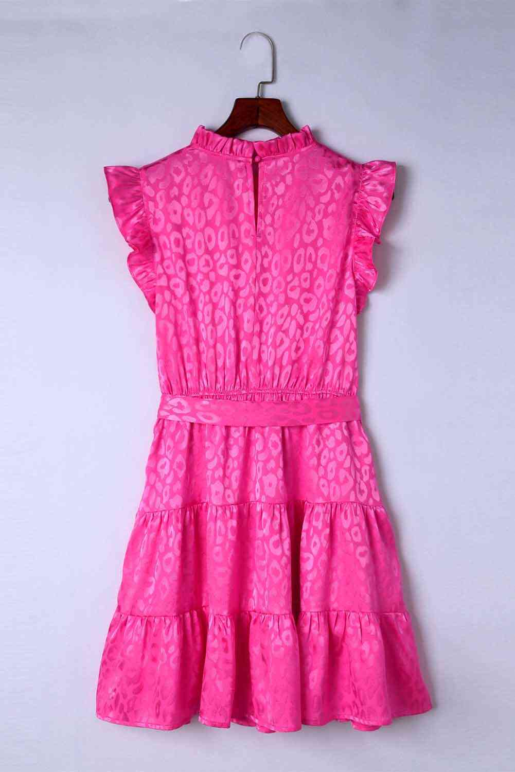 Leopard Tie Belt Tiered Dress -BazaarBey - www.shopbazaarbey.com