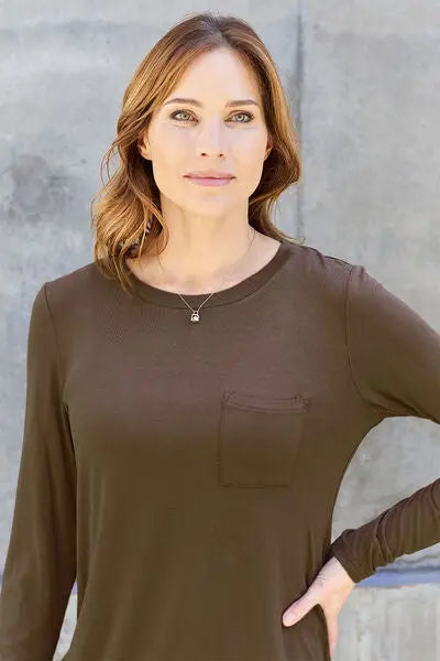  Full Size Round Neck Long Sleeve Top Trendsi