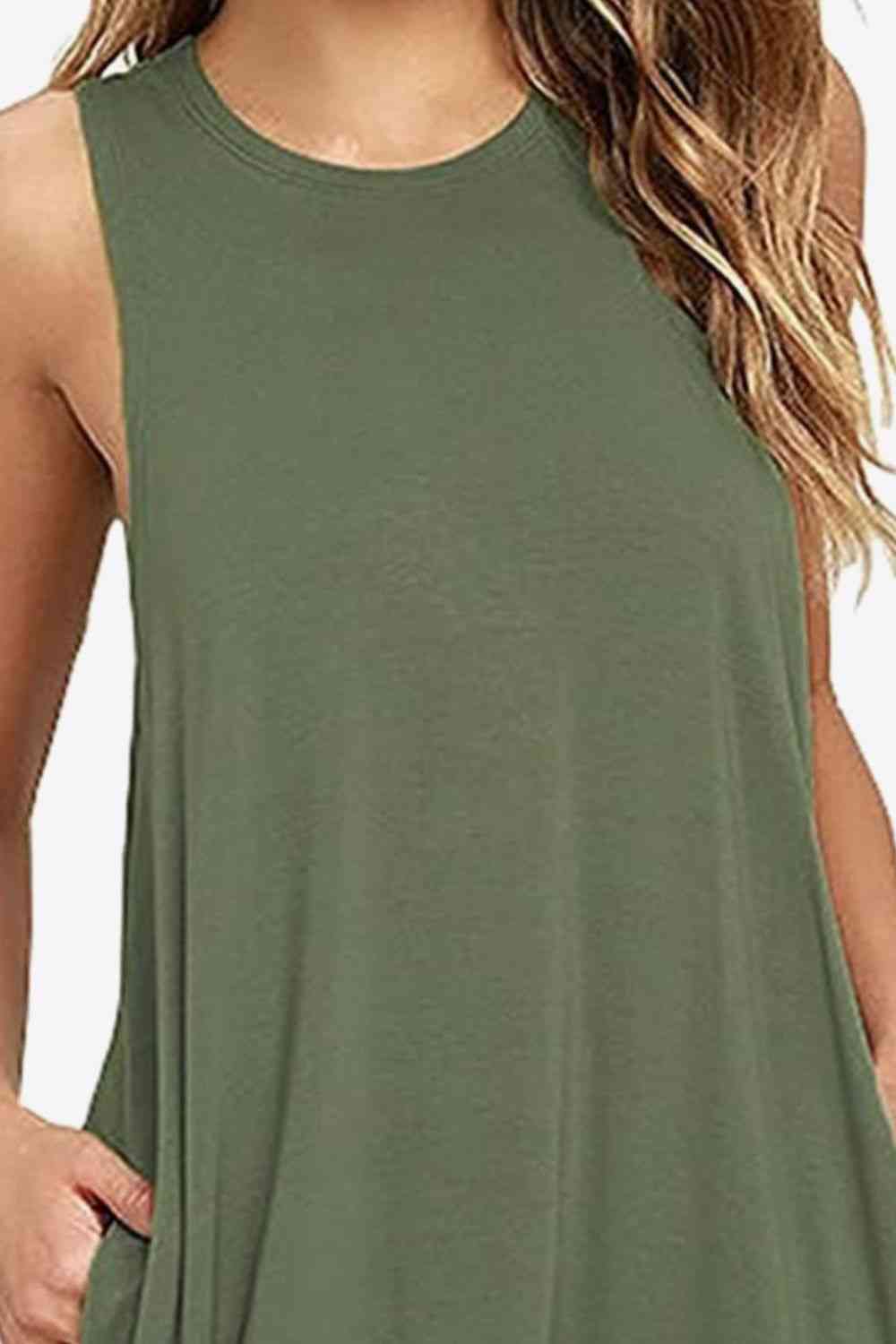 Full Size Round Neck Sleeveless Dress with Pockets -BazaarBey - www.shopbazaarbey.com