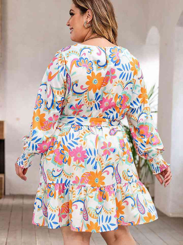 Plus Size Round Neck Lantern Sleeve Dress -BazaarBey - www.shopbazaarbey.com