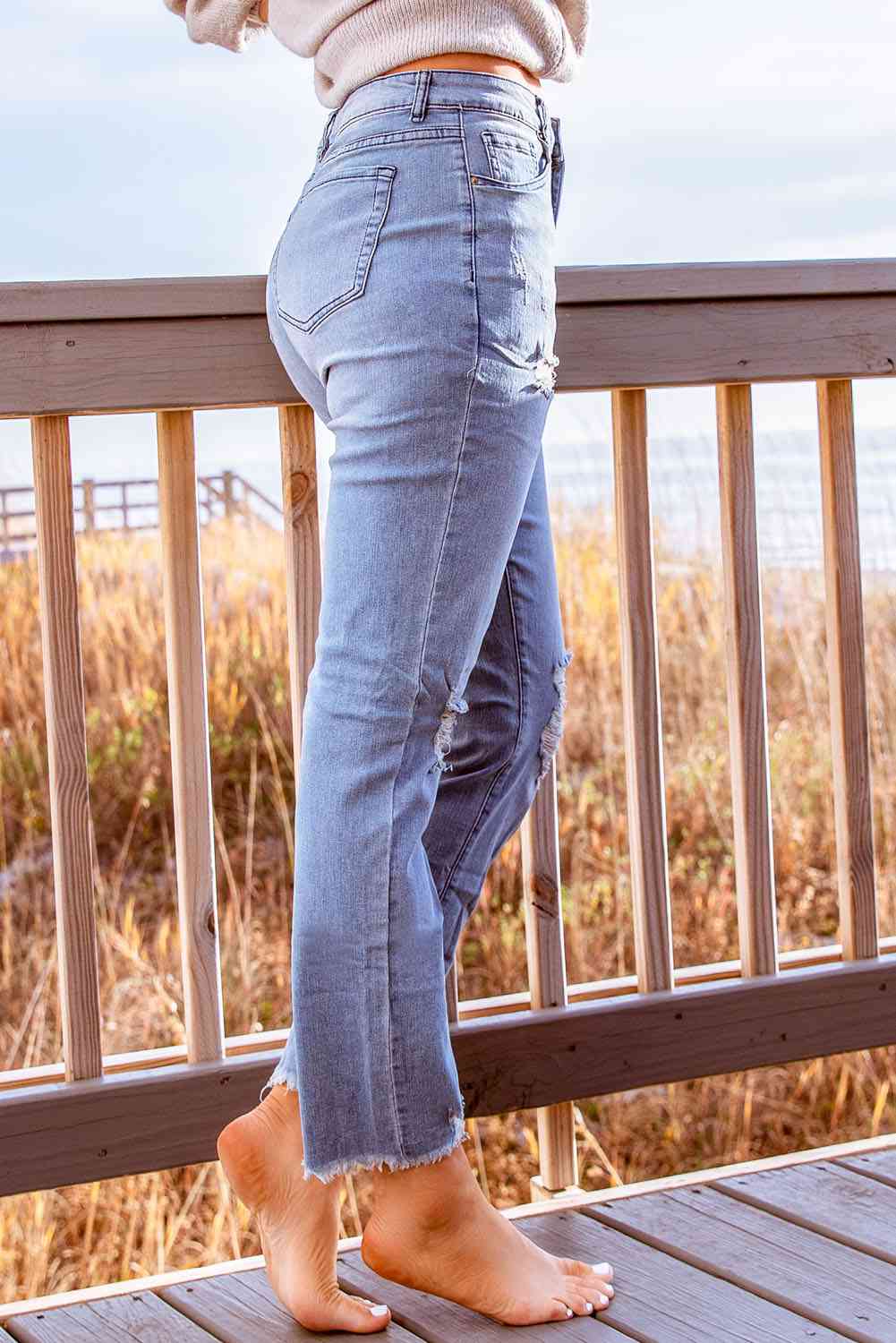 Stylish Distressed Cropped Jeans Bazaarbey