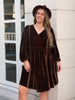 Plus Size V-Neck Balloon Sleeves Dress -BazaarBey - www.shopbazaarbey.com