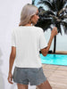 Cable-Knit Round Neck Short Sleeve Knit Top Trendsi
