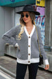Striped V-Neck Dropped Shoulder Button-Up Cardigan Trendsi