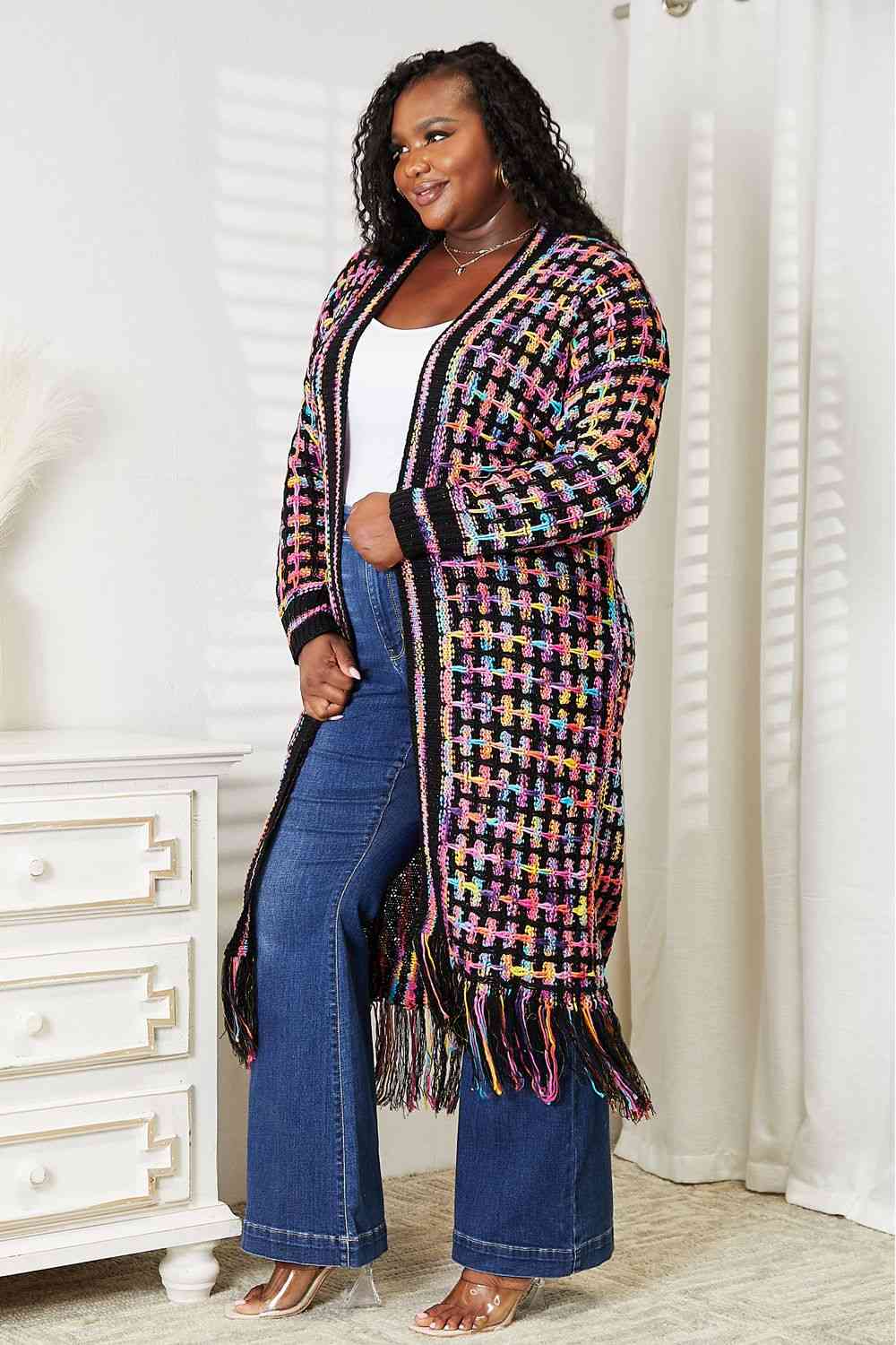   Multicolored   Hem Cardigan Trendsi