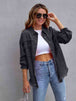 Distressed Drop Shoulder Denim Jacket Bazaarbey