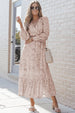 Printed Tie Front Ruffle Hem Dress Bazaarbey