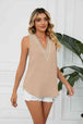 Contrast Trim Plunge Sleeveless Blouse Bazaarbey