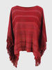 Striped Boat Neck Poncho with Fringes Bazaarbey