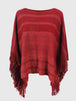 Striped Boat Neck Poncho with Fringes Bazaarbey