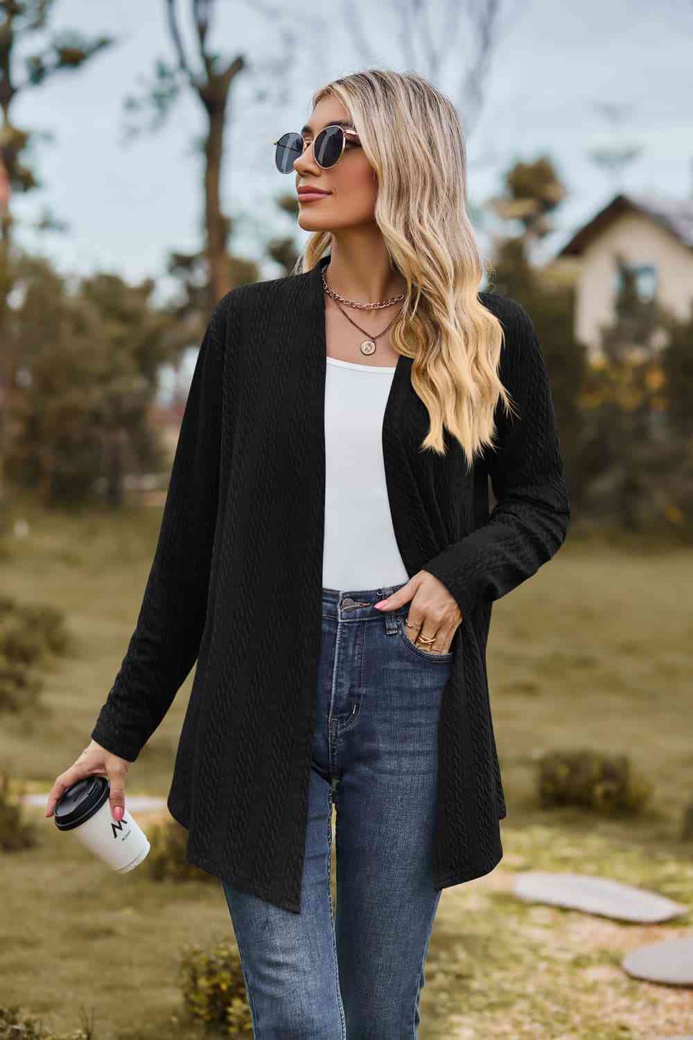 Open Front Long Sleeve Cardigan Bazaarbey
