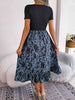 Printed Round Neck Ruffle Hem Dress -BazaarBey - www.shopbazaarbey.com