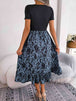 Printed Round Neck Ruffle Hem Dress -BazaarBey - www.shopbazaarbey.com
