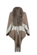 Striped Fringe Detail Long Sleeve Poncho Bazaarbey