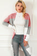 Striped Open Front Long Sleeve Cardigan Trendsi