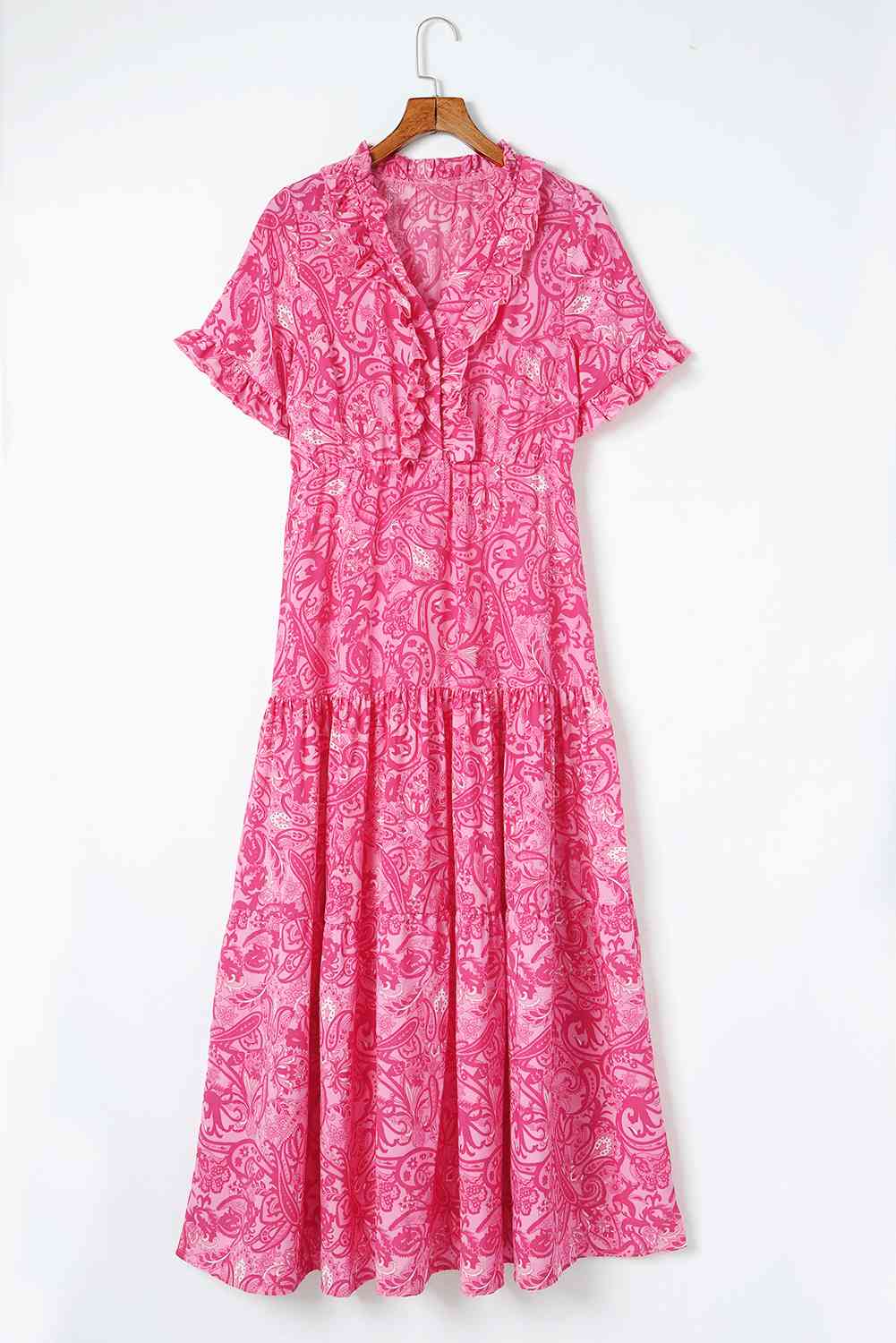 Paisley Print Flounce Sleeve Maxi Dress -BazaarBey - www.shopbazaarbey.com