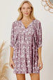 Floral Tie Neck Ruched Babydoll Dress -BazaarBey - www.shopbazaarbey.com