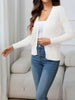 V-Neck Long Sleeve Buttoned Knit Top Trendsi