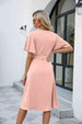 Tie Waist Flutter Sleeve Surplice Dress Bazaarbey