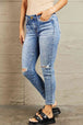  Mid Rise Distressed Skinny Jeans Trendsi