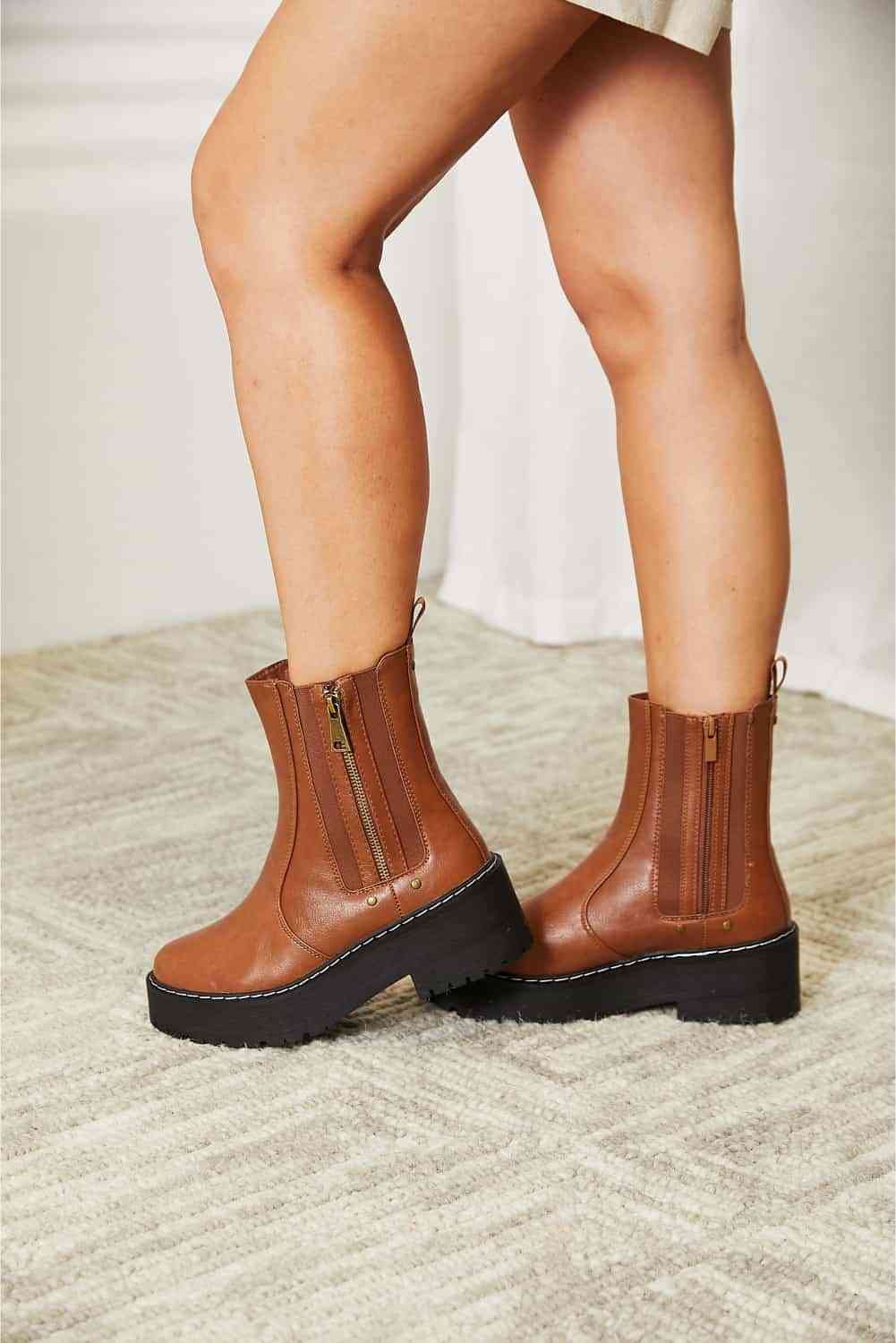  Side Zip Platform Boots Trendsi