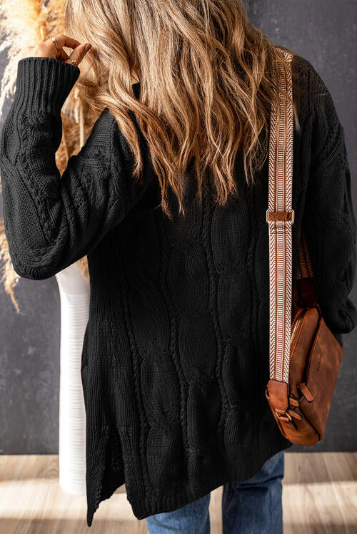 Cable-Knit Dropped Shoulder Cardigan Bazaarbey