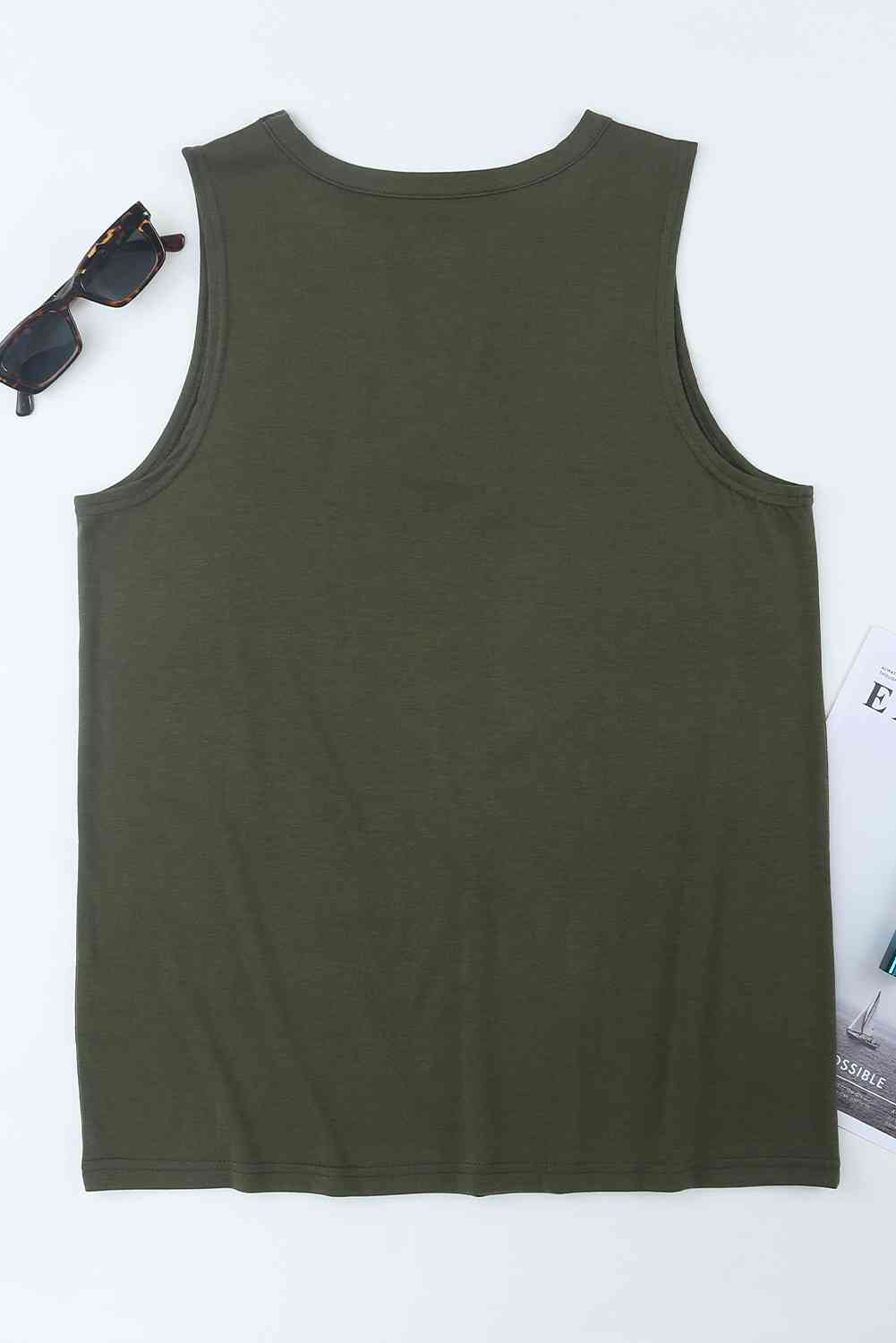 US Flag Graphic Cutout Round Neck Tank Bazaarbey