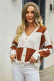 Plaid V-Neck Dropped Shoulder Cardigan Trendsi
