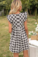 Plaid Butterfly Sleeve Deep V Dress -BazaarBey - www.shopbazaarbey.com