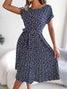  Floral Pleated Belted Dress -BazaarBey - www.shopbazaarbey.com