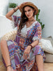  Plus Size Printed Lace Detail Short Sleeve Dress -BazaarBey - www.shopbazaarbey.com