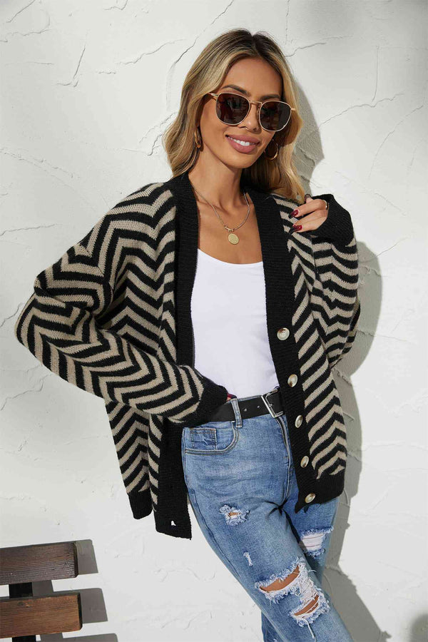 V-Neck Button-Down Cardigan Bazaarbey