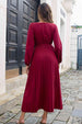 Pleated Long Sleeve  Maxi Dress -BazaarBey - www.shopbazaarbey.com