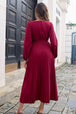 Pleated Long Sleeve  Maxi Dress -BazaarBey - www.shopbazaarbey.com