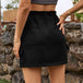 Drawstring Straight Hem Denim Mini Skirt with Pocket Bazaarbey