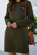 Round Neck Long Sleeve Mini Dress with Pockets -BazaarBey - www.shopbazaarbey.com