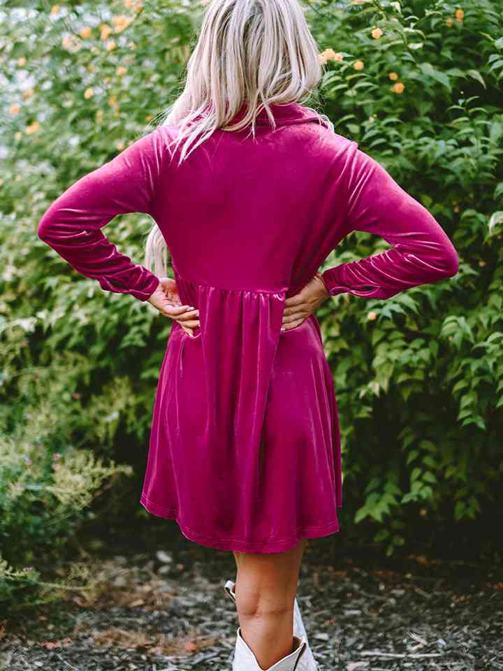 Collared Neck Buttoned Mini Dress -BazaarBey - www.shopbazaarbey.com