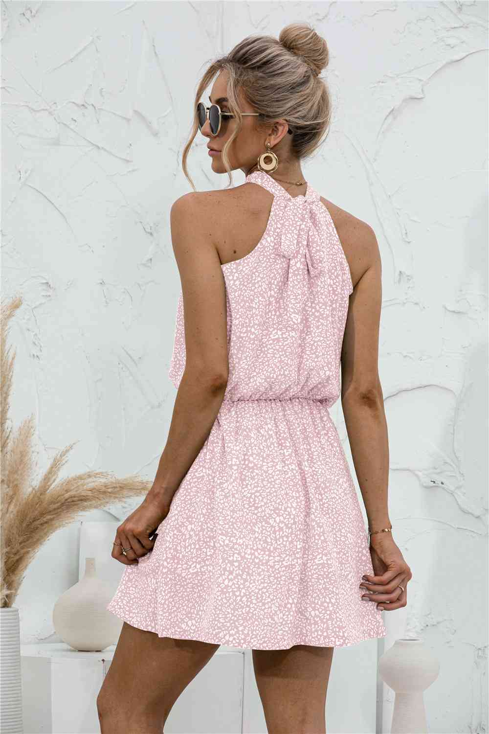 Floral Tied Sleeveless Mini Dress -BazaarBey - www.shopbazaarbey.com