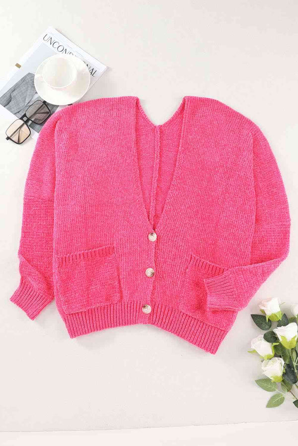 BazaarBey Button Down Cardigan with Pockets Trendsi