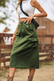 Drawstring Waist Slit Denim Skirt Bazaarbey