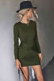 Twist Front Ruched Long Sleeve Mini Dress -BazaarBey - www.shopbazaarbey.com