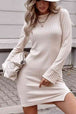 Ribbed Round Neck Long Sleeve Dress -BazaarBey - www.shopbazaarbey.com